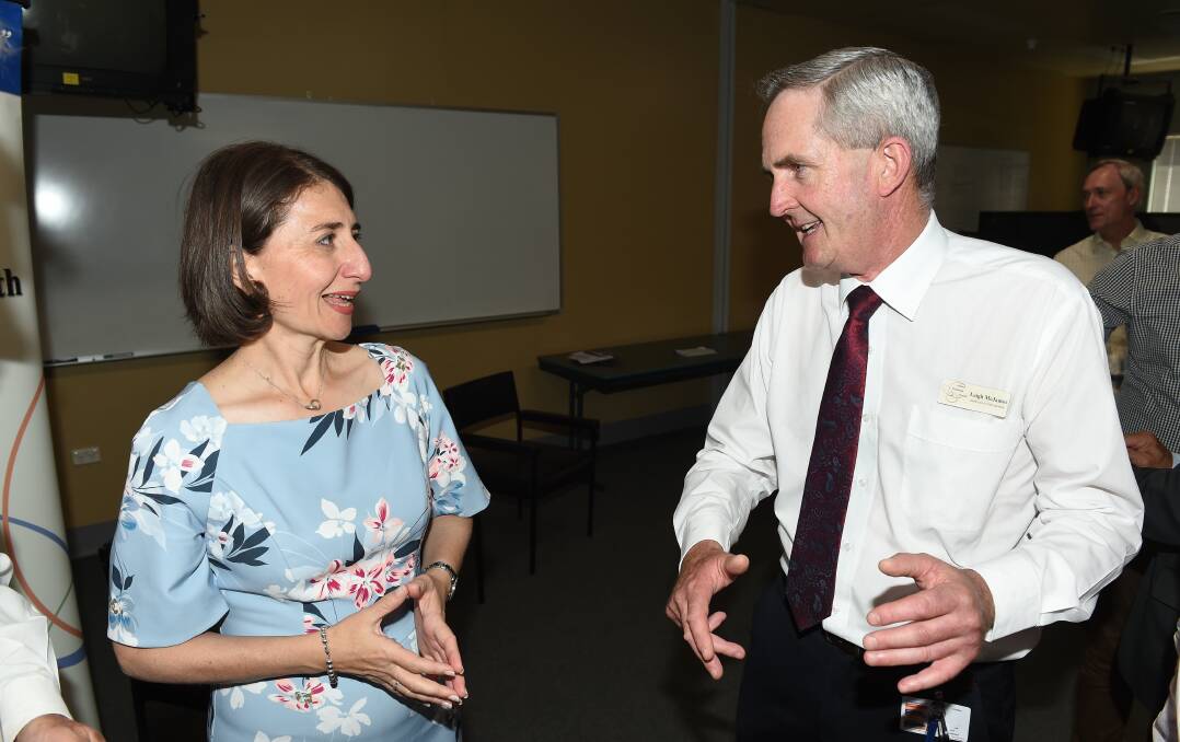 BIG ANNOUNCEMENT: Premier Gladys Berejiklian and Albury Wodonga Health chief executive Leigh McJames were all smiles during her visit. Pictures: MARK JESSER
