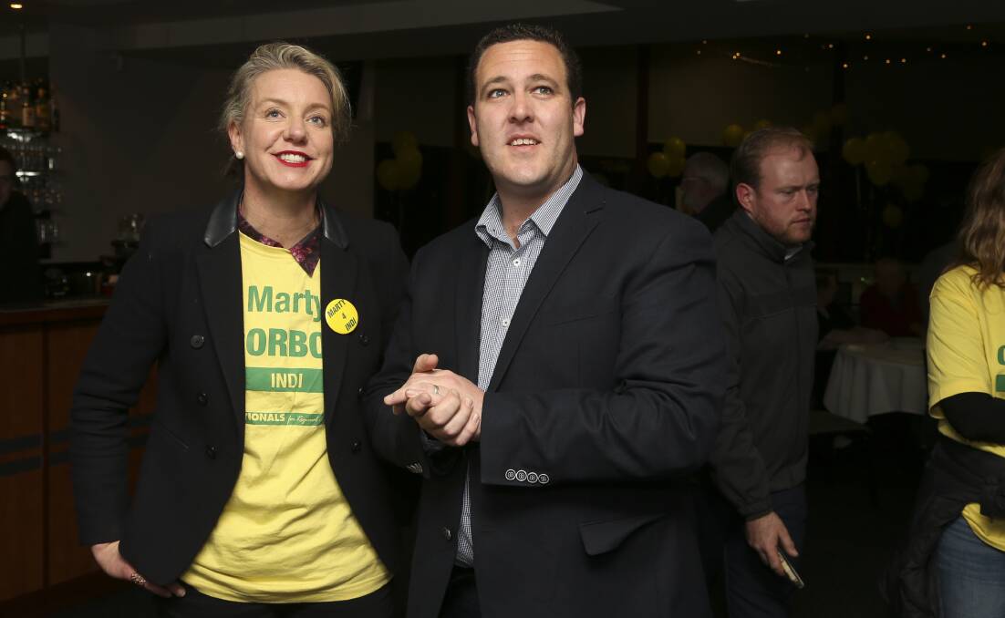 WAITING FOR ANNOUNCEMENT: Nationals Senator Bridget McKenzie and 2016 Indi candidate Marty Corboy.