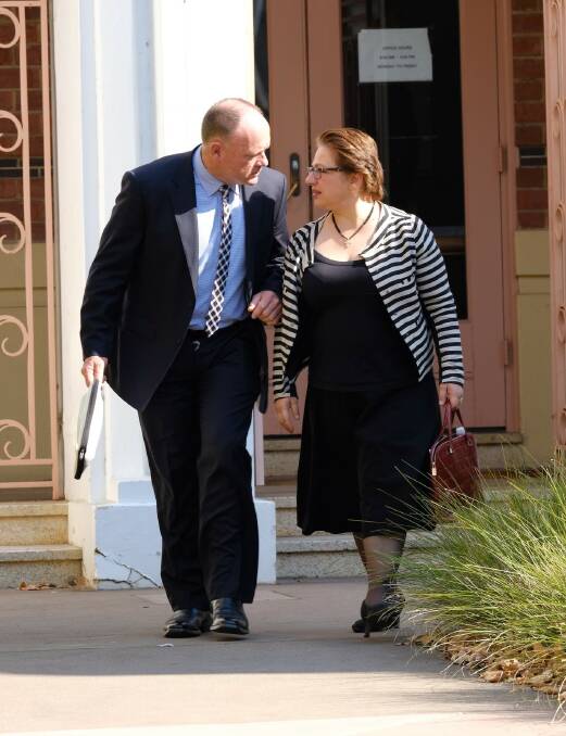 RELIEF: Sophie Mirabella put her head onto the shoulder of husband Greg and cried with relief when the jury handed down its verdict in Wangaratta County Court yesterday. Picture: SIMON DALLINGER