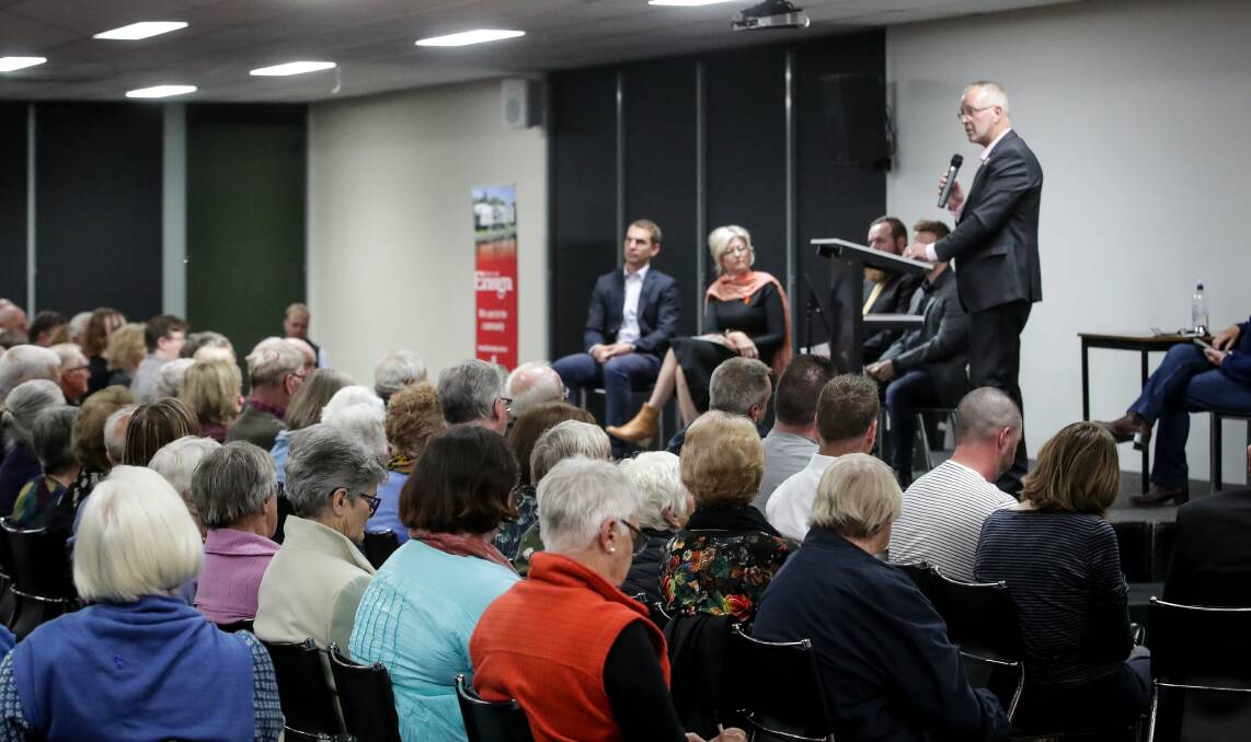 UNDER PRESSURE: Indi's candidates at an election forum earlier this month in Benalla. They will come together for another debate next week.
