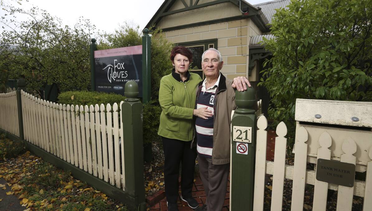 UNHAPPY: Fox Gloves Bed and Breakfast owners Sheila and John Rademan think Beechworth should be marketed better. Picture: ELENOR TEDENBORG