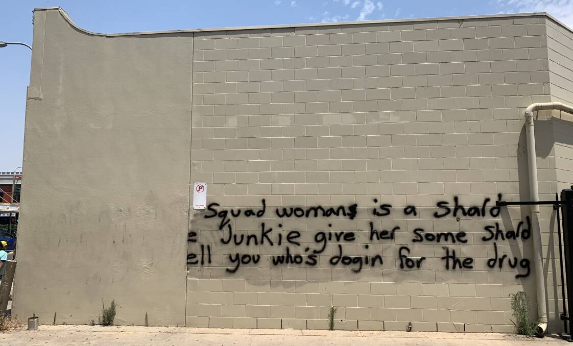'SILLY' GRAFFITI: The same message appeared more than 20 times across Albury, including here on Lindner Lane.