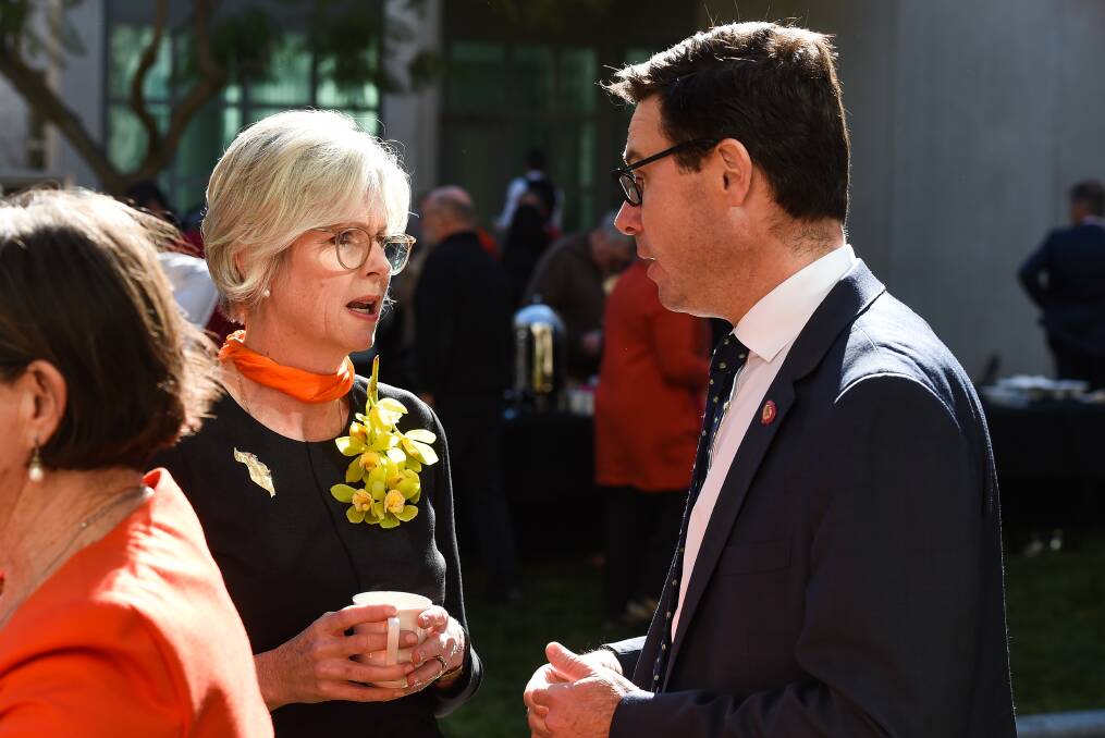 ASKING FOR DETAILS: Helen Haines with Emergency Management Minister David Littleproud, who said yesterday he would not forget bushfire victims in the pandemic.