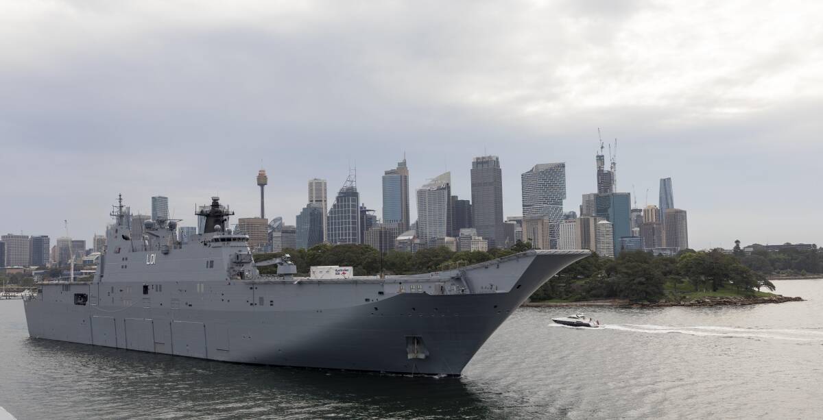 DEPLOYED: HMAS Adelaide has been sent to provide humanitarian support to the Tongan Government. Picture: Australian Defence Force Military (supplied)