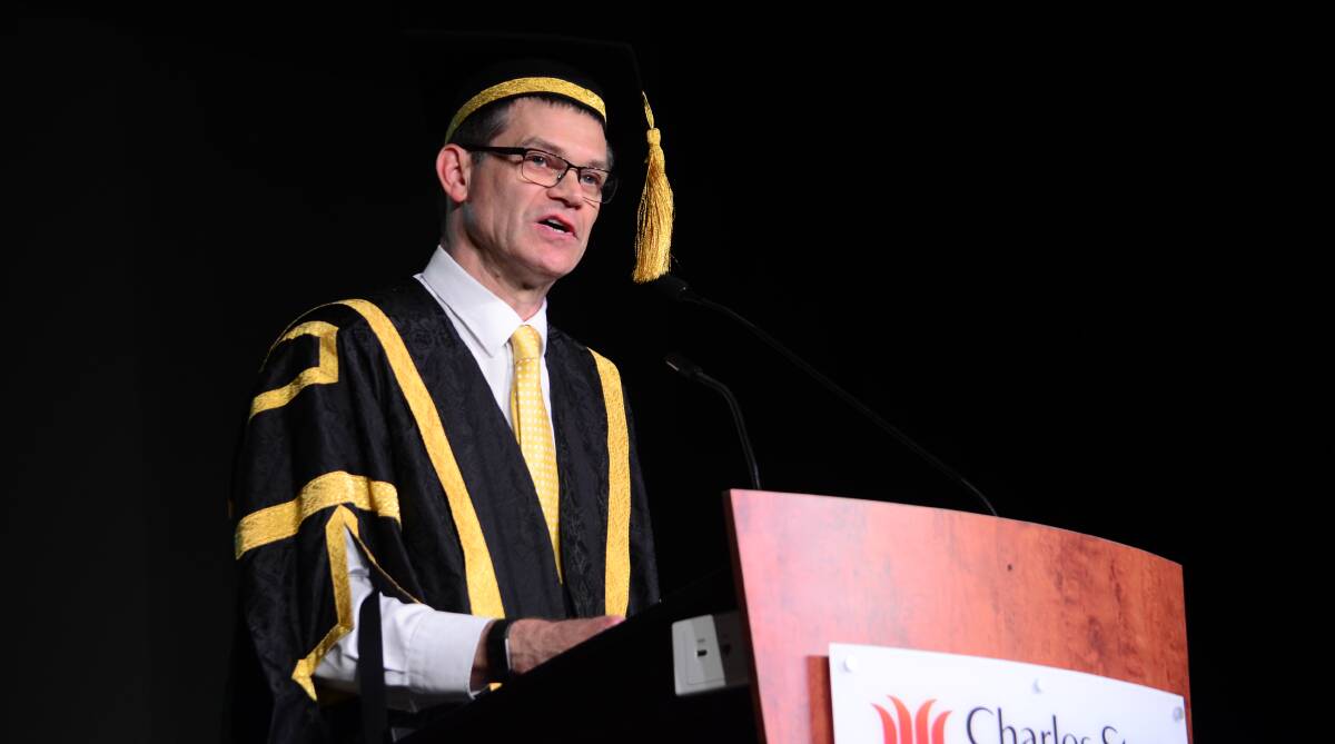 BIG SUCCESS: Charles Sturt University vice-chancellor Professor Andrew Vann believes the uni's track record in getting students gainful employment says a lot about on-campus satisfaction.
