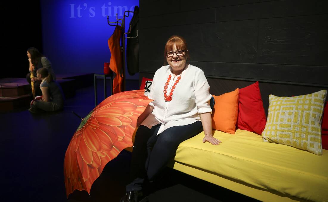 DIRECT ACTION: HotHouse Theatre artistic director Lyn Wallis directs this year's Studio ensemble production about living in Albury-Wodonga. Pictures: ELENOR TEDENBORG