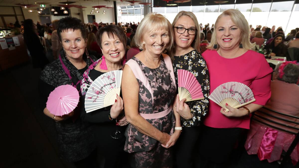 PINK DAY: Cancer survivors Sally Myer and Di Laundess with Debbie Kent and fellow committee members Wendy Wise and Louise Nelson. Picture: JAMES WILTSHIRE