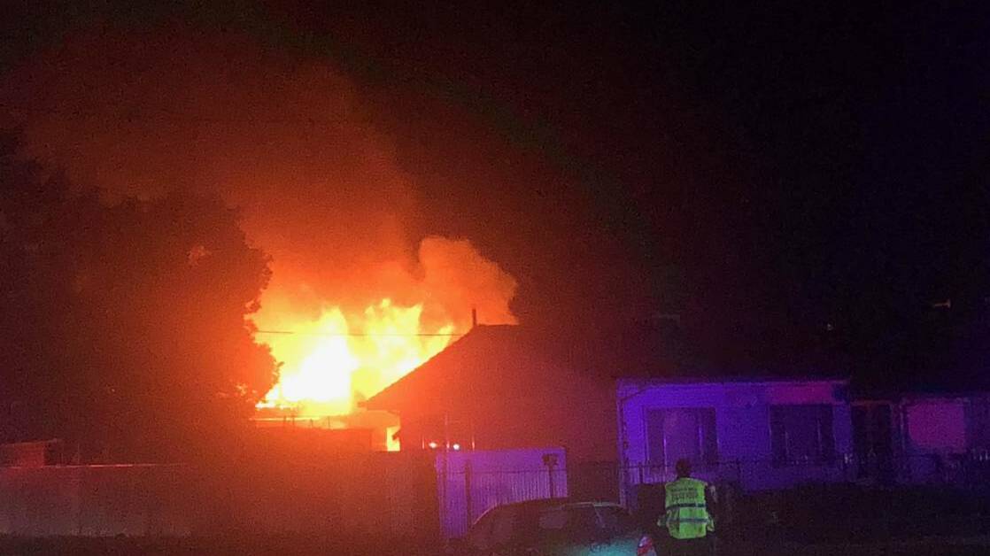 DESTROYED: The blaze that ripped through a Leeton home on Wednesday night could be seen from afar. The occupants, a family of eight, lost everything and are being supported by the community. Picture: Supplied