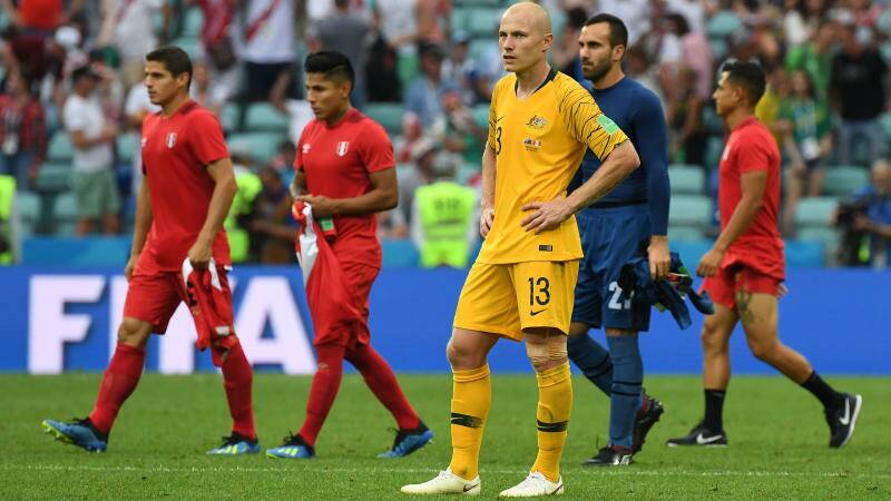 Australia's Aaron Mooy after their loss to Peru during their final FIFA World Cup group match. Photo: AAP