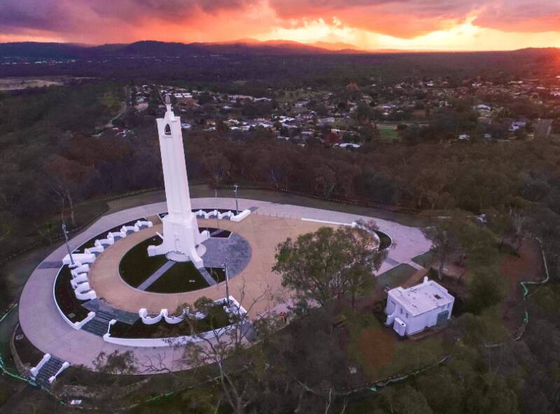 STUNNING ICON: The Monument Hill War Memorial area is now open to pedestrians and vehicles to enjoy the amazing views. At night you can appreciate the spectacular sights as the light on top of the War Memorial has also been switched back on. 