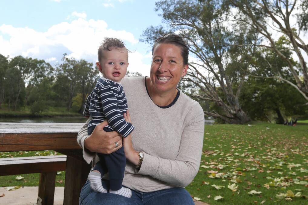 NEW ARRIVAL: Yarrawonga's Sarah Senini will have a little fan cheering her on this season after the arrival of son Billy. Picture: TARA TREWHELLA