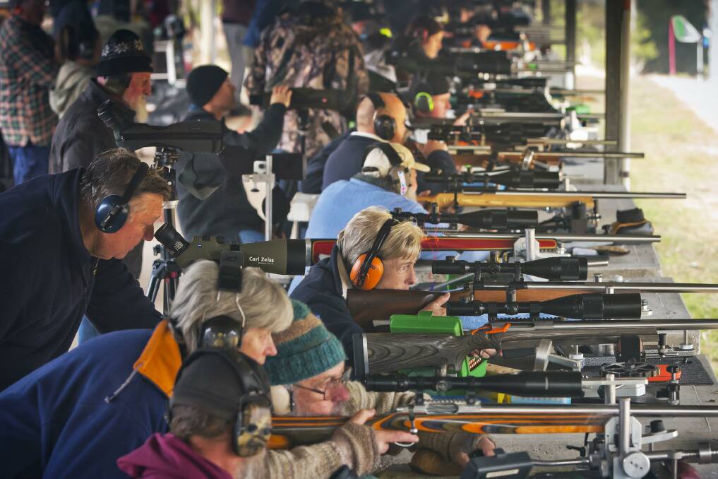 AIM AND FIRE: Shooters from across the country line up their shots during the 2019 National 500 metre Fly Shooting competition in Batemans Bay.