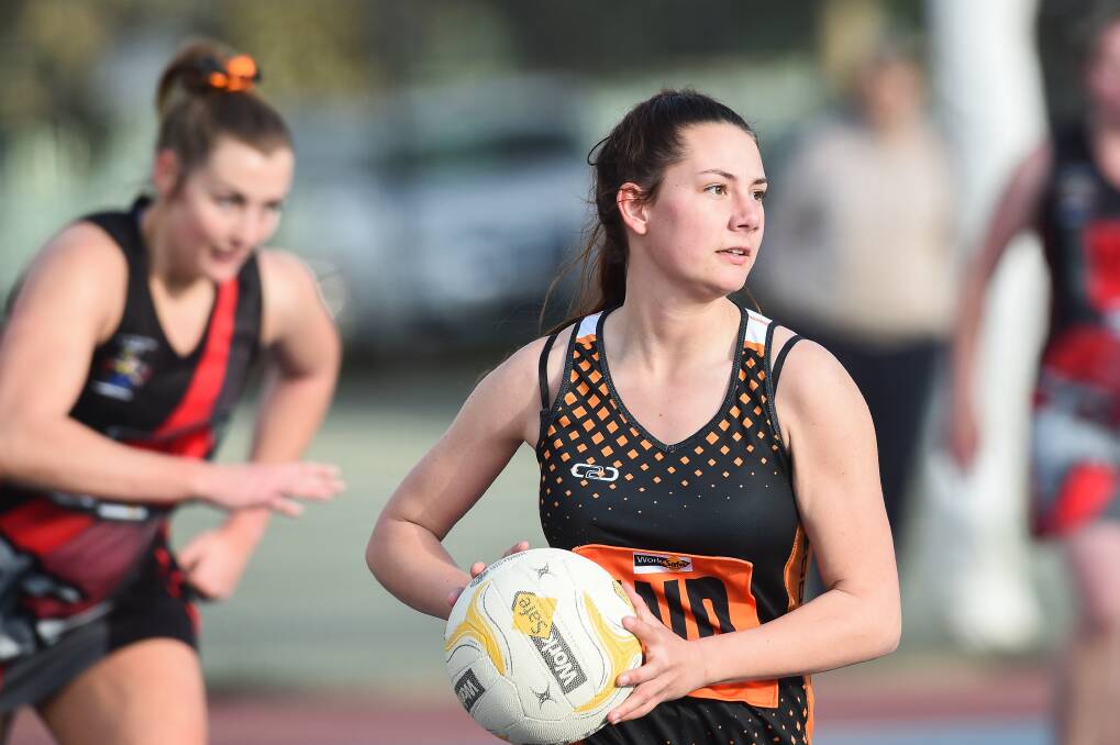 FOCUSED: Wodonga Saints' Taylor Morey was sensational in her performance in defence on Saturday against Dederang Mount Beauty. Picture: MARK JESSER