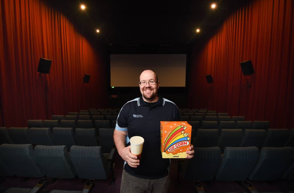 ACTION: Wangaratta Cinema Centre manager Shaun Jacobson has his drink and popcorn ready for the movie theatre's expected reopening later this month.