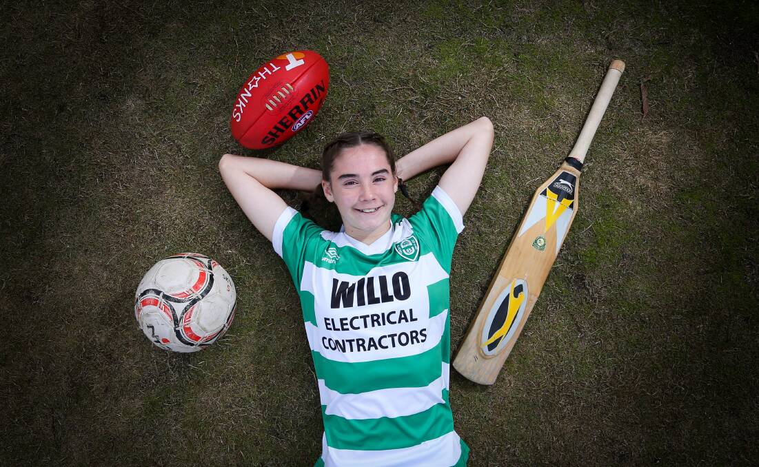 HIGH ACHIEVER: Zarlie Goldsworthy pictured back in 2018. The multi-talented youngster has just been crowned the North East Border Female Football League's open women's best and fairest winner in her first season at Lavington.