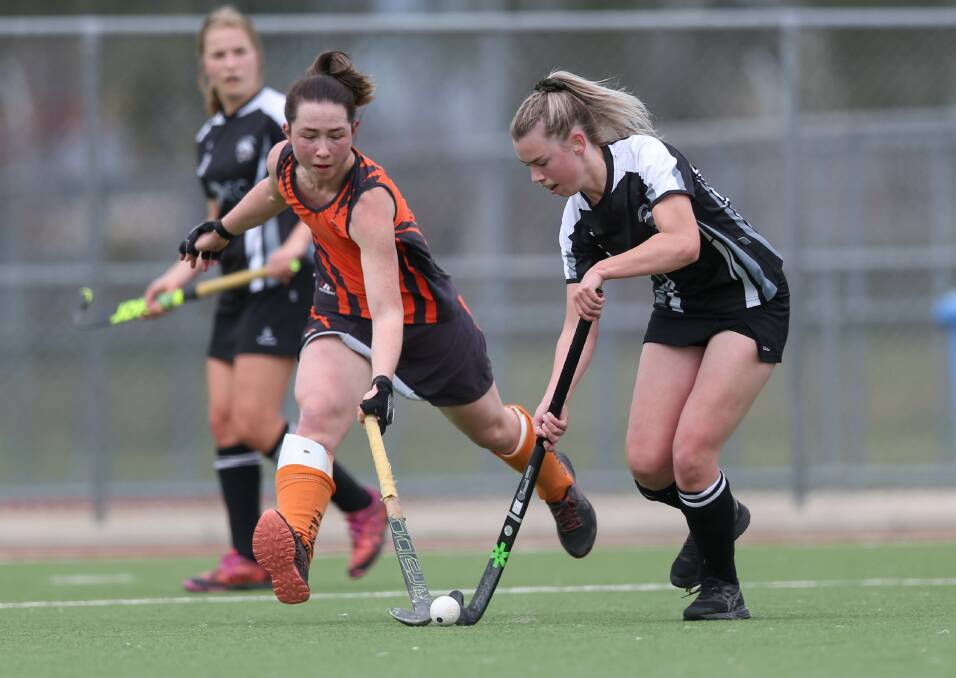 IN ACTION: Sutherland playing in last year's Wodonga Hockey women's grand final for Magpies against reigning premiers Falcons.