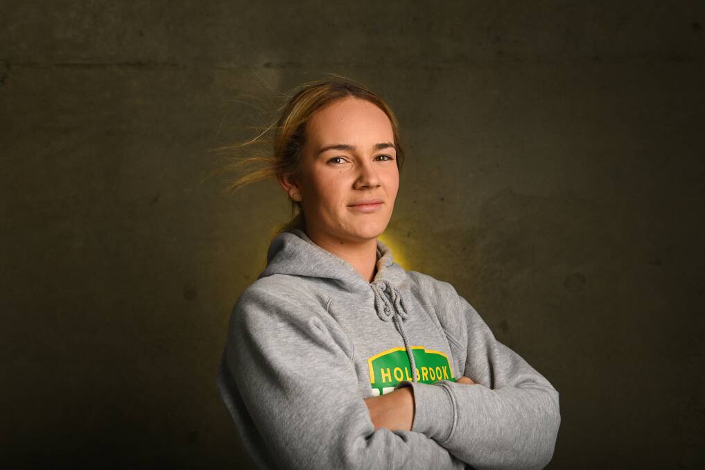 UP FOR THE CHALLENGE: Tayla Byrne is enjoying her first year at Holbrook after making the switch from the Ovens and Murray league, with the 20-year-old captaining the Brookers' A-grade side this season. Picture: MARK JESSER