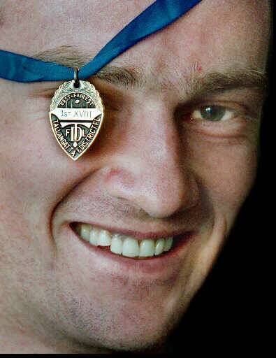 FOND MEMORY: Travis Tytler after claiming his second Barton Medal with Yackandandah in 1998.