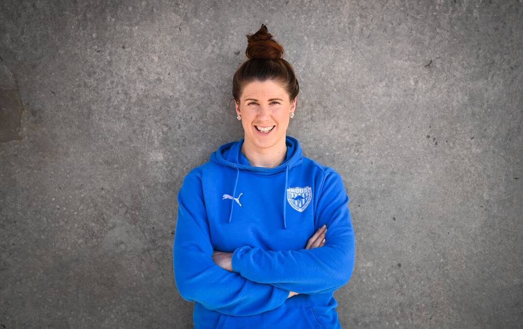 BLUE IS JEN'S COLOUR: Corowa-Rutherglen defender Jen Barrett looks back on her success as a Bulldog and the highs and lows of being a Roo since joining the Ovens and Murray League. Picture: MARK JESSER
