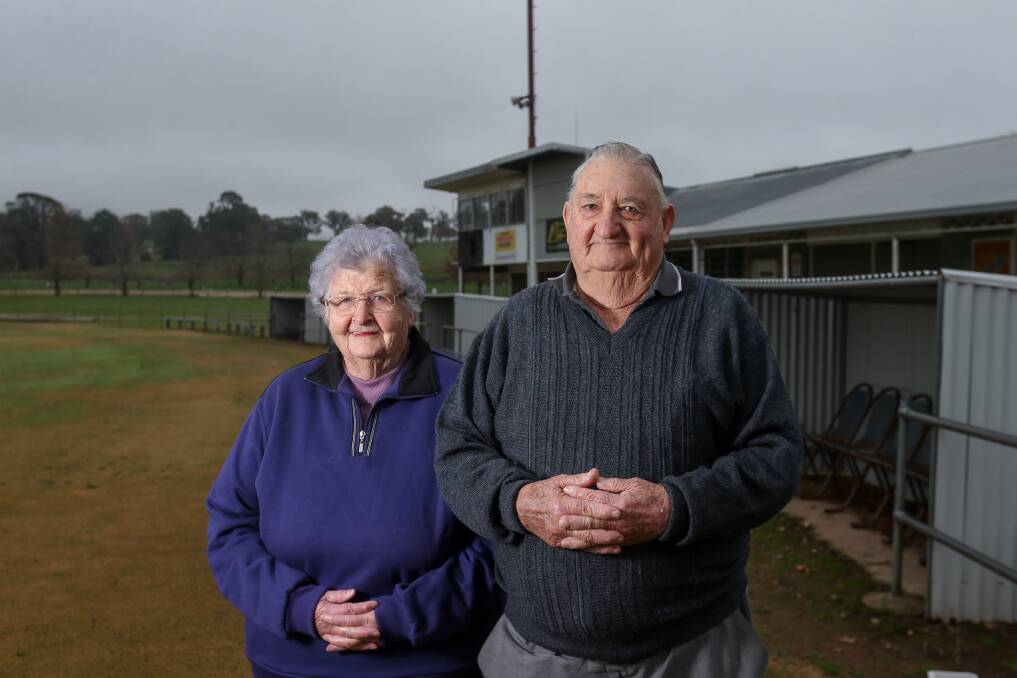 MEMORIES: Doug and Ena Williams reflect on years of service to the league at the ground they call home at Sandy Creek. Picture: TARA TREWHELLA