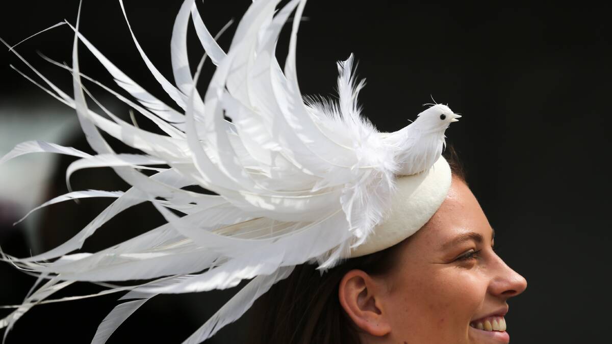 WEIRD AND WONDERFUL: Monique Thomas of Albury showcased her unique millinery piece to race goers.