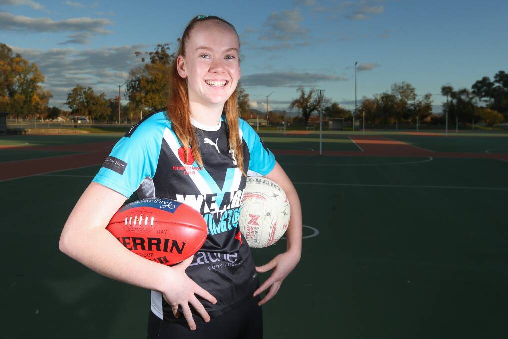 DOUBLE THREAT: Lavington netballer and Murray Bushranger Grace Hay can't wait to get back out on the field and court. Picture: TARA TREWHELLA