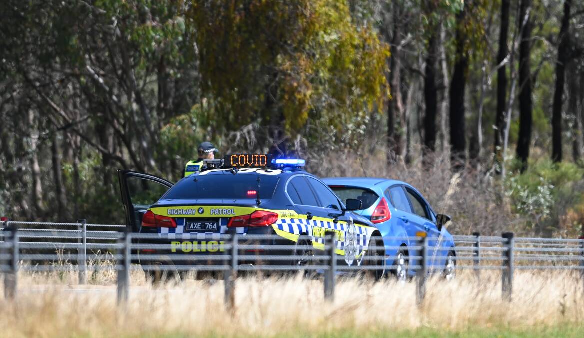 Victorian Police have begun roving patrols on the border after new restrictions due to COVID cases in NSW. Picture: MARK JESSER