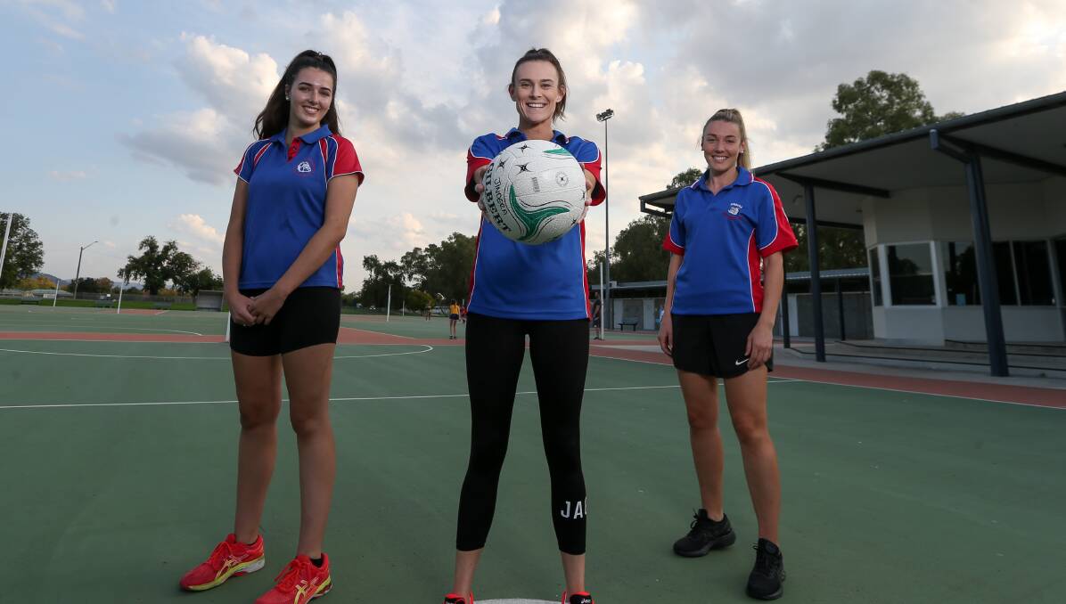 STAYING PUT: Jindera coach Tegan Vogel (middle) is set to stay at the helm for another Hume League season, while her sister Tayla (right) will steer the club's B-grade side.