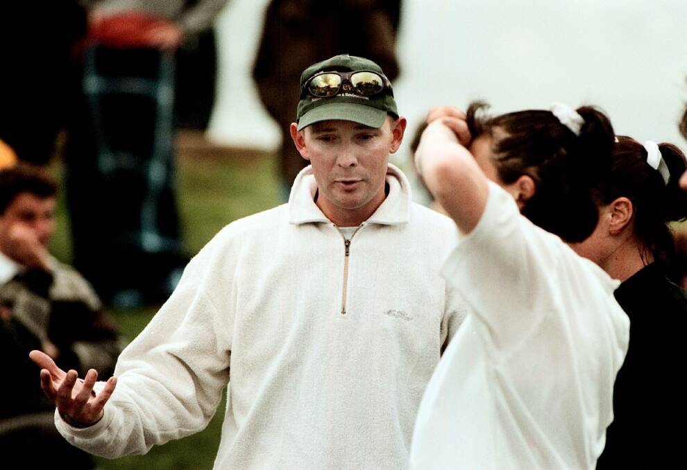 FLASHBACK: Myrtleford premiership coach Matt Koers pictured coaching the Saints back in 1999. He's now back to lead them for the 2019 season.