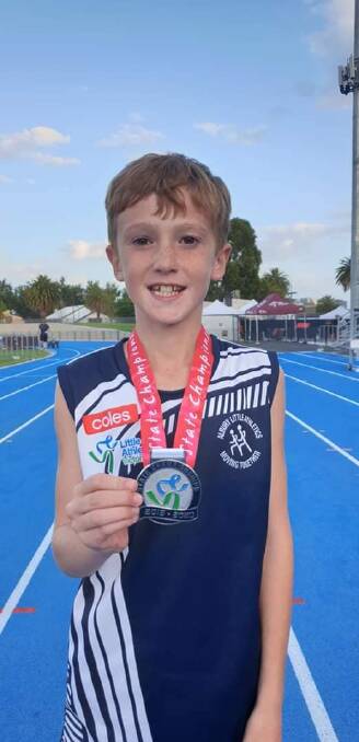 Albury Little Athletics' Jack Abbruzzese took out a silver medal in the under-11 boy's competition at the State Combined Little Athletics Championships on the weekend.