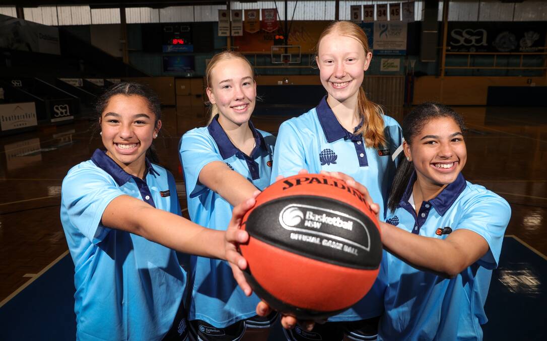 STARS: NSW Country under-16 players Kijana McCowan, 13, Claudia Hocking, 14, Jade Crook, 15, and Aleira McCowan, 15. Picture: JAMES WILTSHIRE