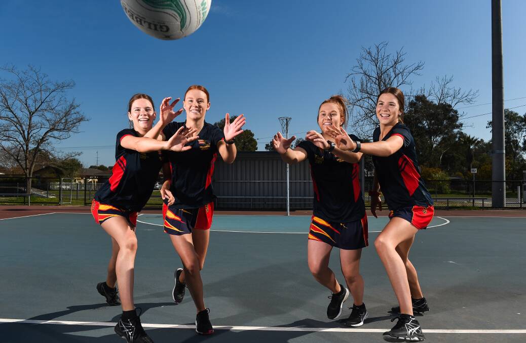 FAMILY AFFAIR: The Moloney's Brooklyn, Allanah, Paige and Bethany will all play for premierships with Crows' this weekend. Picture: MARK JESSER