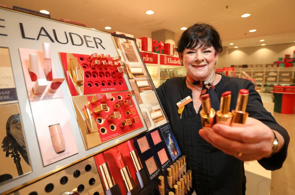 READY FOR NEXT CHAPTER: Jenny Limbrick worked her last shift in Myer Albury's cosmetics department yesterday. After spending the last 33 years at the store Mrs Limbrick will now enjoy retirement. Picture: JAMES WILTSHIRE