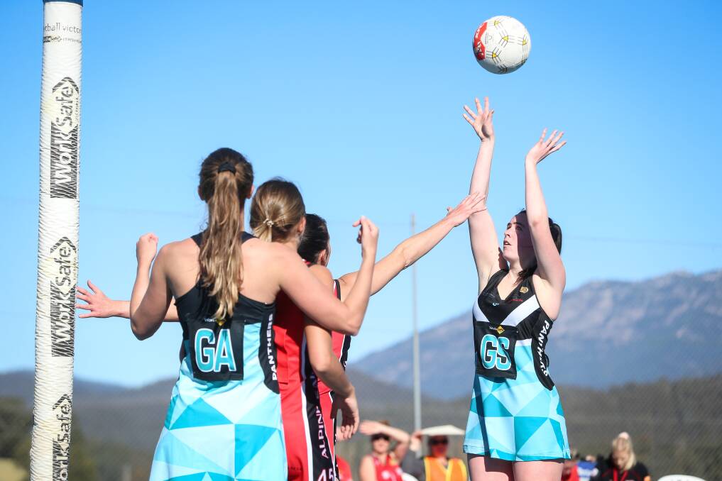 CRUCIAL GOAL: Lavington's Gabbie Star remained composed in her second full A-grade game to help convert the Panthers' efforts into a goal in the nail-biting stages of the last quarter. Picture: JAMES WILTSHIRE.