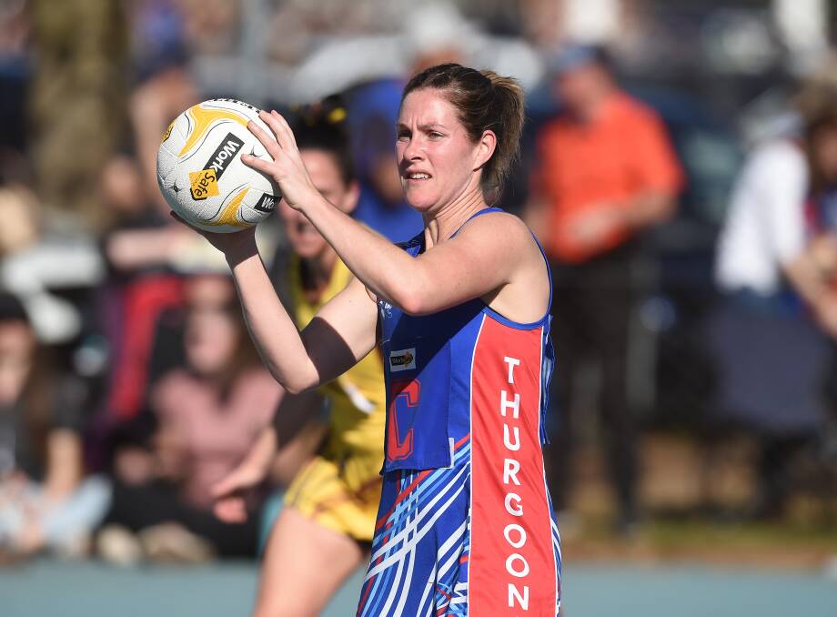 Thurgoona's Kristen Andrews in action during last year's TDNA grand final. It is still unclear what the fate of the 2020 netball season will be due to the coronavirus.