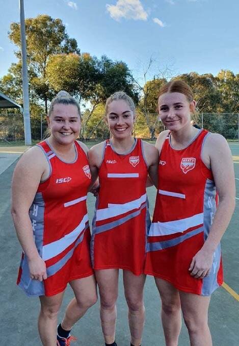 Kelsey Leaver pictured with her niece Bianca Terlich and Erin Hogan before their A-grade debuts this season. Leaver coached both of them as juniors at The Rock Yerong Creek.