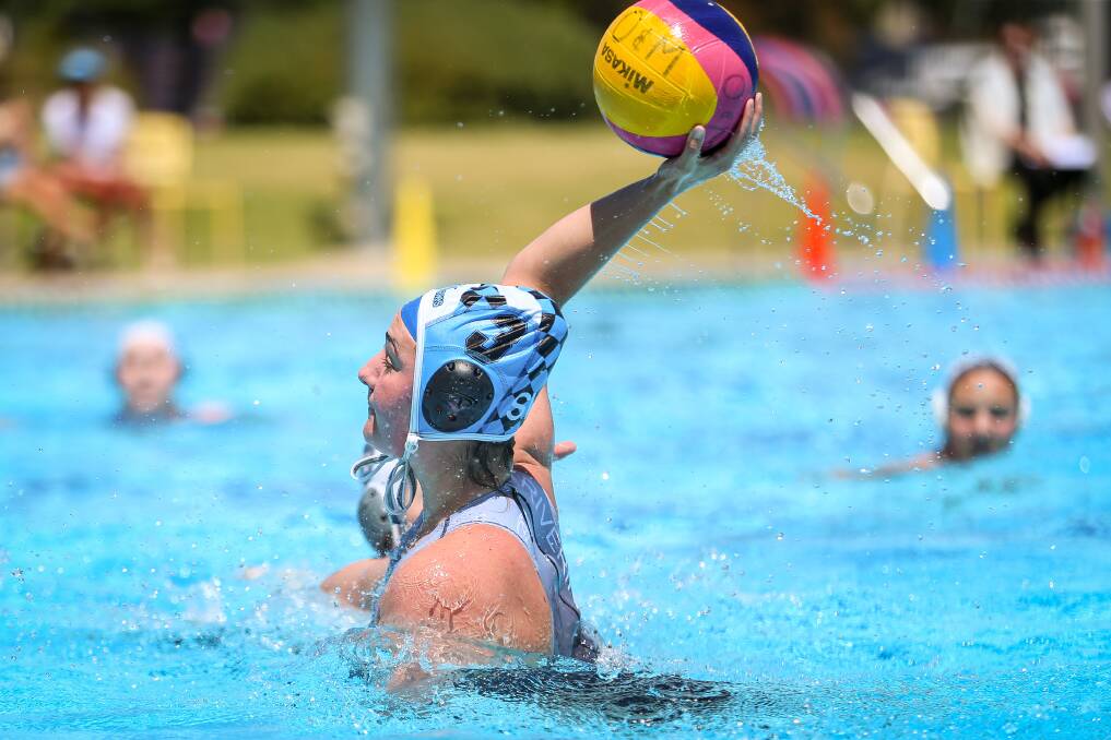 SPLASH: Sharks' Sally Lefoe winds up to pass to her teammates during her side's two point win against Pool Pirates on the weekend.