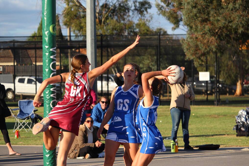Wodonga's Mackenzie Limbrick defends her opponent. Picture: Britney Coleman