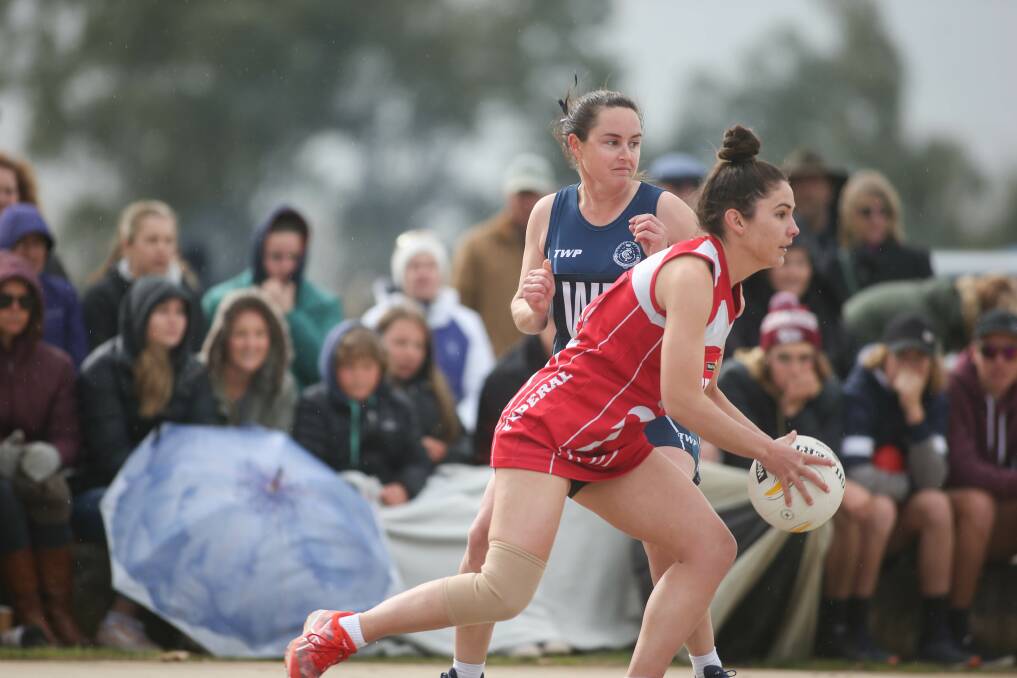 Sophie Pattison in action for Federal against Cudgewa in the 2019 Upper Murray Leauge grand final