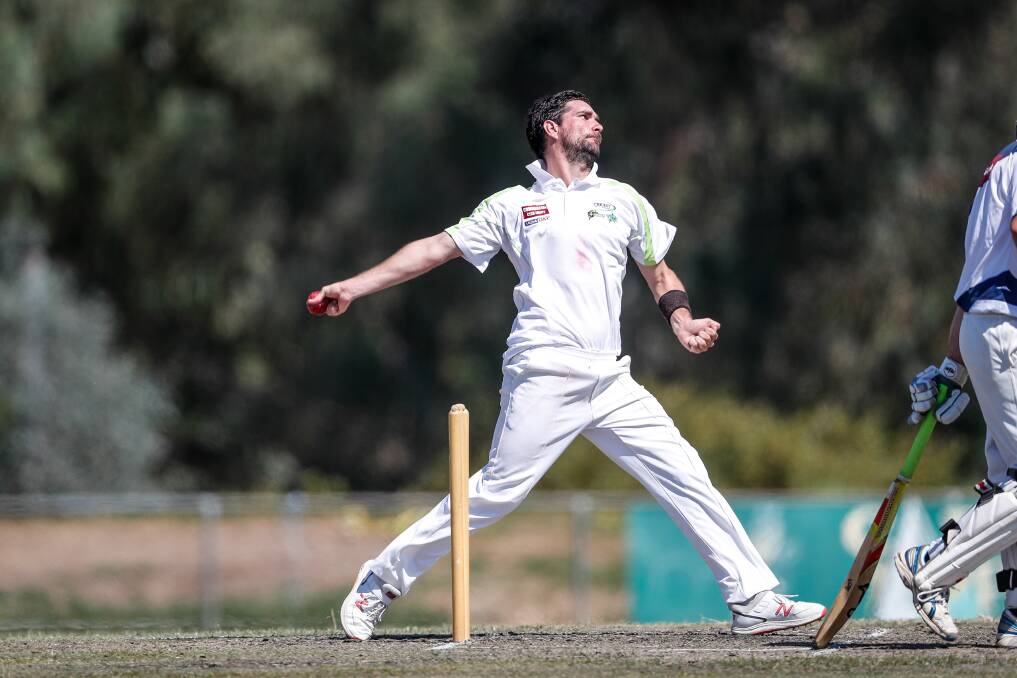 Cricket Albury Wodonga's Ryan Brown in action during the last O'Farrell Cup.