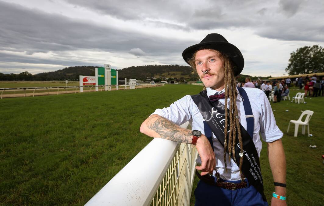 THE LOOK OF A WINNER: Albury's Benjamin Monk was the Wodonga Gold Cup Fashions on the Field Gentleman of the Day for his race day outfit, which was mostly sourced from local op shops. Picture: JAMES WILTSHIRE