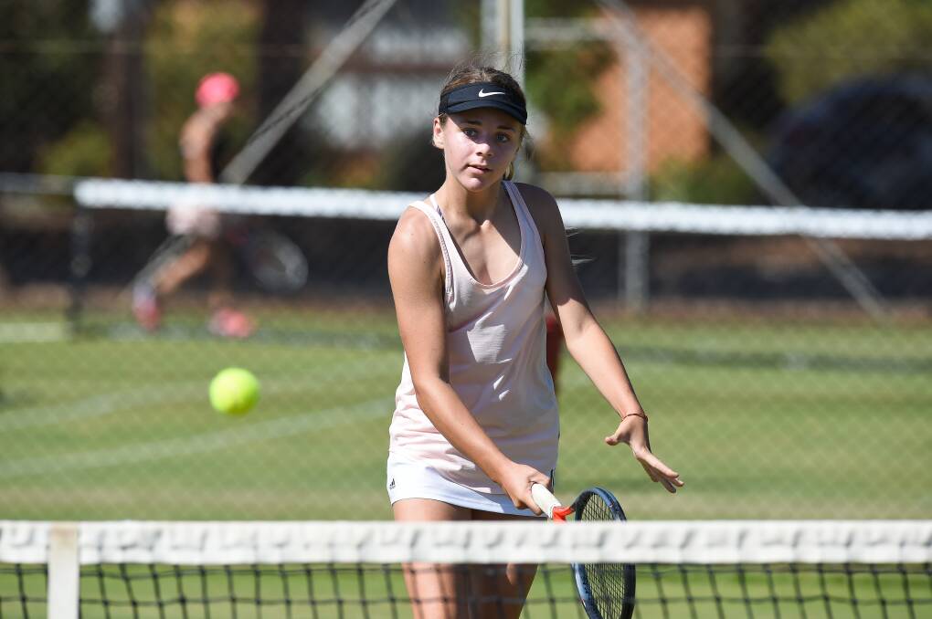 ACE: Wodonga's Ruby Hodgkin took out the 14-under girls' doubles alongside partner Jessica Board at the Wodonga Labour Day tournament on Monday. 