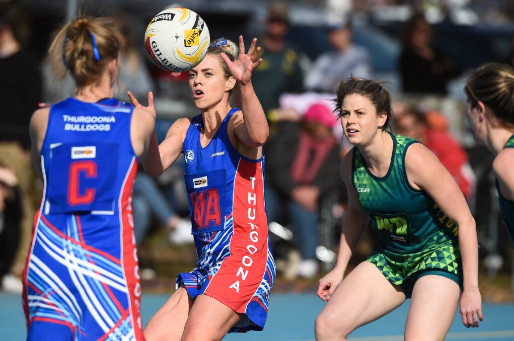 Thurgoona's Ashlea Jacobs playing against Tallangatta in the 2017 grand final.