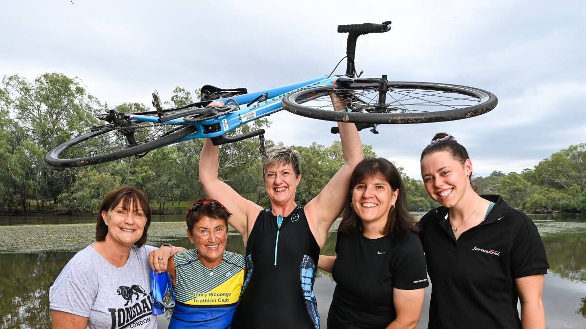 STRONG: Julie Shepherd, Nadia Mellor, Robyn Trebley, Maria Lobartolo and Emily Dowlan are gearing up for the women's triathlon this month. Picture: MARK JESSER