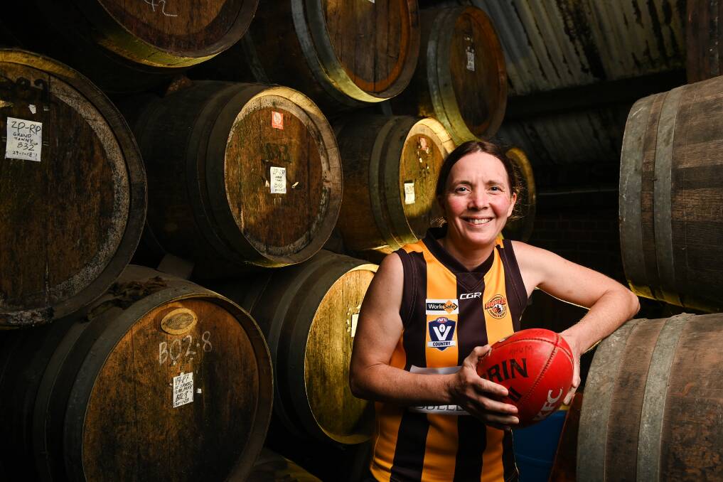 TIME TO SHINE: Wangaratta Rovers' footballer Kylie Barton was never allowed to play football when she was young, now 52, she's relishing the opportunity to play the sport she's always loved. Picture: MARK JESSER