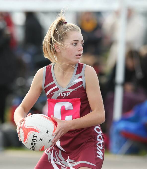 CONCENTRATION: Ruby Hodgkin in action for Wodonga's under-15 team during the Association Championships held in Wodonga on Sunday. Picture: TARA TREWHELLA