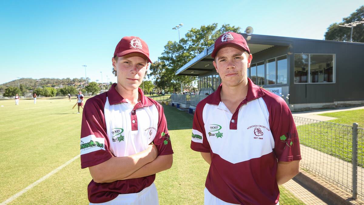 RISING STARS: Under-16s Archer Scammell and Luke Grady have been playing first grade for Wodonga this season. Picture: JAMES WILTSHIRE 