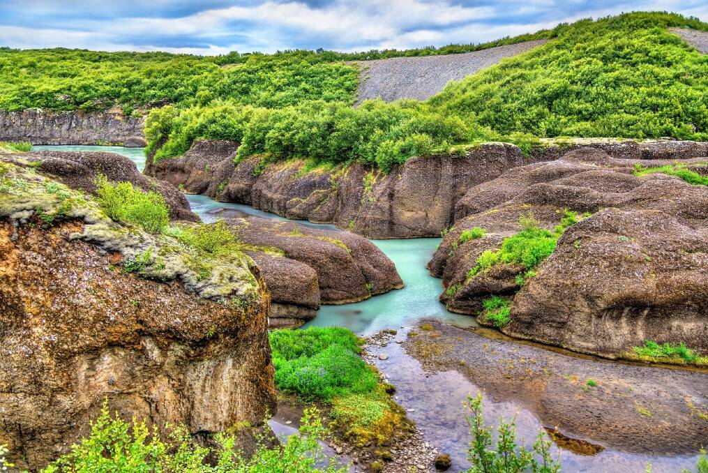 Bruarhlod Canyon of the Hvita river near Gullfoss Waterfall in Iceland.