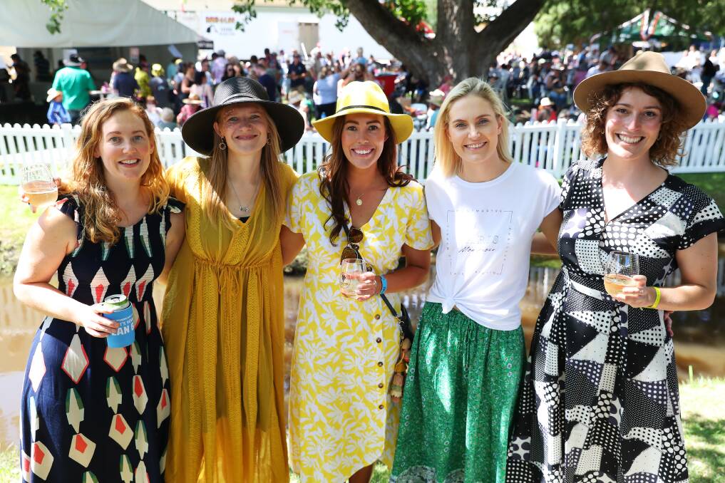 THROWBACK: Meredith Gee from Sydney, Gabrielle Lauder from Melbourne, Amy Molkentin from Tura Beach, Ashton Higginson from Wagga and Anna Verney from Sydney at the 2020 Tumbafest. Picture: Emma Hillier 