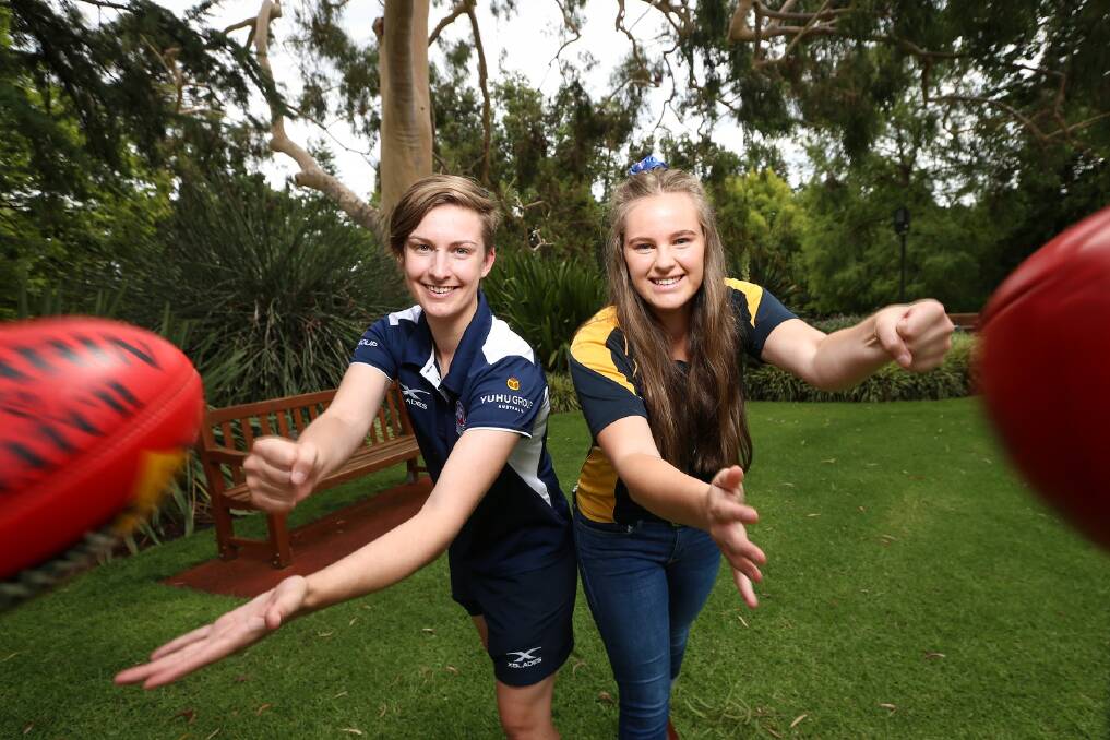 AFL Riverina development officer Chloe Beck and Jindera co-ordinator Aimee Riley are hoping to get a Hume league girls side off the ground in 2021. Picture: JAMES WILTSHIRE